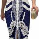 CHICME Summer Dresses for Women Plunge V Neck Ruched Midi Dress | Floral Print and Solid Casual Slit Bodycon Dress, Short Sleeve Stretch Fabric, Daily, Party, Vacation Wear, XL