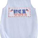 Dobeiokal 4th of July Baby Girl Outfits American Flag Sleeveless Romper Summer Bodysuit Cute Newborn Baby Boy 4th of July Outfit(A-Blue USA,3-6 Months)