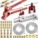 smseace 55Pack 3/16 Inch+3/16 Inch Brake line kit Include 25 FT Zinc-Plated Brake Lines with Fitting(32pcs Fittings,4pcs Union+8pcs Nut) Brake line Bender,Single Flare Tool,Cutter Brake line kit (Silver)