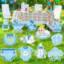 12 Pcs Blue Baby Shower Yard Decoration Its a Boy Outdoor Yard Sign with Stakes Welcome Baby Boy Decorations Waterproof Stork Elephant Yard Decor for Gender Reveal Home Garden Lawn Blue Party Supplies