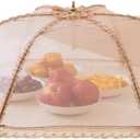 1Pcs Food Nets for Outdoors,24"Fruit Cover Against Fruit Flies,Picnic Food Covers Mesh Reusable Collapsible for Picnics,Outdoor Camping, BBQ Accessories Kitchen & Dining (Brown)