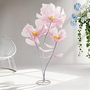 BEAMON ARTIFICIAL FLOWER Giant Flowers 3-Piece Set|67-Inch Tall Tulle Poppy Decorations for Wedding Backdrops, Party Arrangements, Mall Store Window Displays (Gradient Pink)