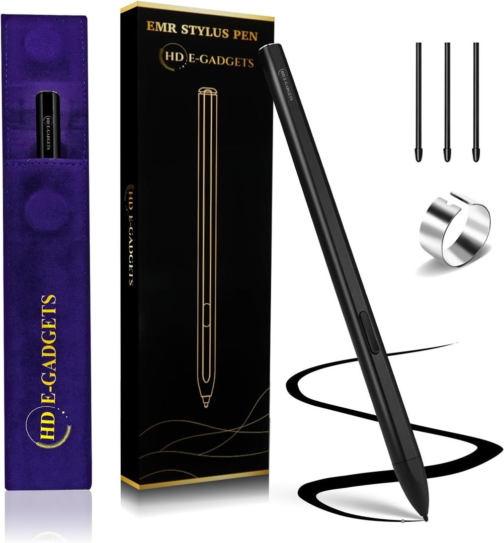 EMR Stylus Pen for Remarkable 2, Samsung - 4096 Pressure Level Sensitivity, Palm Rejection, Natural Tilt, Magnetic Design, No Charging. Comes with 3 Spare Tips and a Pouch