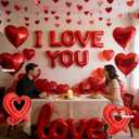 2 x 67PCS Valentines Day Party Decorations -16inch I Love You Balloons and 18inch Heart Balloons & Red Glitter Heart Garland for Wedding, Anniversary, Proposal, Romantic Decor