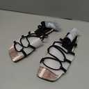 PiePieBuy Womens Lace up Square Toes Flat Sandals with Ankle Strap Summer Criss-Cross Gladiator Shoes Size 7 1/2