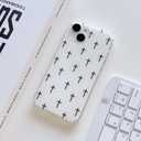 For iPhone 15 Case Cute Pattern Simple Phone Cases Wear IMD Slim Protection Crove for Women Girls-White Cross