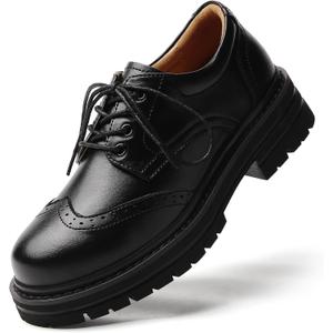 Oxford Shoes for Women Women's Oxford Shoes Platform Classic Lace Up Loafers Comfortable Dress Business Casual Work Office Oxfords Shoe for Ladies (7.5, Black)