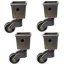 4 Pcs Solid Square Cup Casters Wheels,Antique Polished Universal Castor Wheel,25mm/1in Zinc Alloy Furniture Roller 360 Rotation - Load 180kg/396lbs for Piano Feet Desk Cabinet with Screws