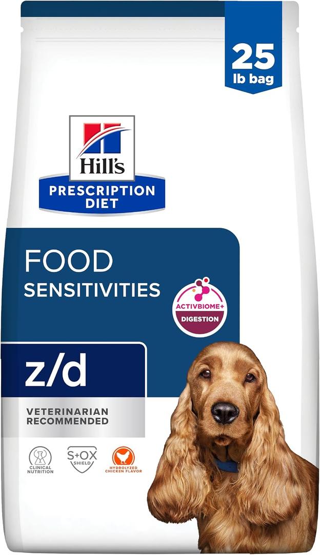 Hill's Prescription Diet z/d Skin/Food Sensitivities Dry Dog Food, Hydrolyzed Chicken, 25 lb. Bag