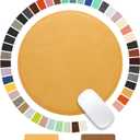 Mouse Pad, Round Mouse Pad, PU Mouse Pad, Leather Mouse Pad with Stitched Edge, Micro-Fiber Base with Non-Slip Waterproof Mouse Pad for Computers, Laptop, 9 x 9 Inch (Light Yellow)