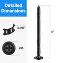 100Pcs #10 x 3 Wood Screws 3 Inch, Phillips Modified Truss Head Wood Screws, Zinc Oxide Black Self Tapping 3 Inch Screw for Woodworking, Household Appliances, Furniture, Outdoor