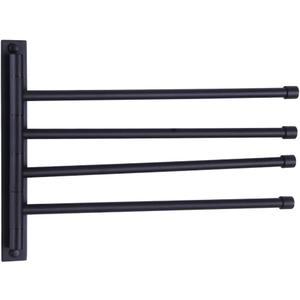 GERZWY Swivel Towel Bar SUS 304 Stainless Steel 4-Arm Bathroom Swing Hanger Towel Rack Holder Storage Organizer Space Saving Wall Mount Matte Black HYG04-BK
