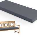 Summsun Outdoor Bench Cushion: Waterproof and Fade Resistant Patio Furniture Cushions - Non-Slip Bench Pad Cushion with Removable Cover for Garden Swing Porch Sofa Settee, 48 x 18 x 3 Inch, Dark Grey