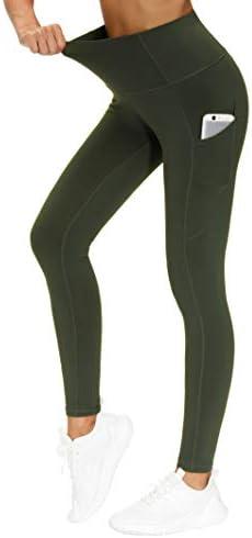THE GYM PEOPLE Thick High Waist Yoga Pants with Pockets, Tummy Control Workout Running Yoga Leggings for Women, Size: L
