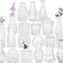 Set of 20 Glass Bud Vases,Small Clear Vases,Wedding Centerpiece Table Decorations,Clear Vintage Embossed Mini Vases,Flower Arrangements in for Party or Home Decor