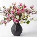 Janinka 8 Pcs Artificial Magnolia Flowers Stem for Spring Decoration Faux Fake Flora Stems Beautiful Magnolia Office Hotel Home Decor Accent Pieces(Pink, White)