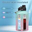 Konokyo 1 Gallon Jug with Handle,128 oz Insulated Water Bottle with Carrying Pouch,Double Wall Vacuum Stainless Steel Metal Bottle,Gum