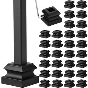 Dunzy 36 Pcs Iron Baluster Shoes Bulk Stair Flat Shoe with Screw Flat Square Baluster Shoe 1/2 Inch Stair for Staircase Scroll Basket Twist Knuckle Staircase Metal, Satin Black