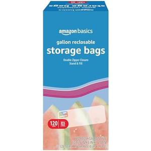 Amazon Basics Reclosable Gallon Food Storage Bags, BPA Free, 120 Count