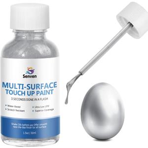 SENVEN Liquid Silver Leaf Paint High Gloss Multi Surface Rich Silver Paint for Metal, Wood, Plastic, Canvas, Appliance, Furniture Scratch Repair & Art Handcrafts 30ml/1.5oz Fast Drying Acrylic Metallic Finish