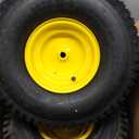 (2-Pack) 20x8.00-8 Rear Tire and Wheel Assemblies - 4 Ply Tubeless Tire Compatible Replacement for Riding Lawn Mowers - 3/4" Borehole, 3.5" Offset Hub and 3/16" Keyway (Yellow)