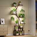 Plant Stand Indoor with Grow Lights 9 Tiered Wood Indoor Plant Shelf 62" Tall Plant Stand Metal Frame for Indoor Plants Multiple Flower Pot Holder, Large Plant Rack for Living Room Patio Corner