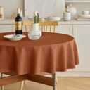 Fall Farmhouse Round Table Cloth for Indoor/Outdoor, Harvest Thanksgiving Faux Linen Washable Tablecloth Cover for Party Dining & Kitchen Table Decor (60 Inch,Round (2-4 Seats),Burnt Orange)