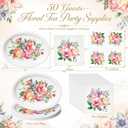 Maxdot 100 Pcs Pink Floral Plates and Napkins Bridal Shower Decorations, normal