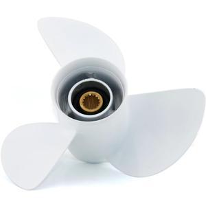 Outboard Propeller 13x19p 13 1/4x17p 13 1/2x15p 13 1/2x14p, 15 Spline Tooth Compatible with Yamaha T50 T60 F70 F75 F80 85 F90 F100 F115 130 HP Models, 3 Blades, RH, White, 13.25"x17" 13.5"x15" Prop