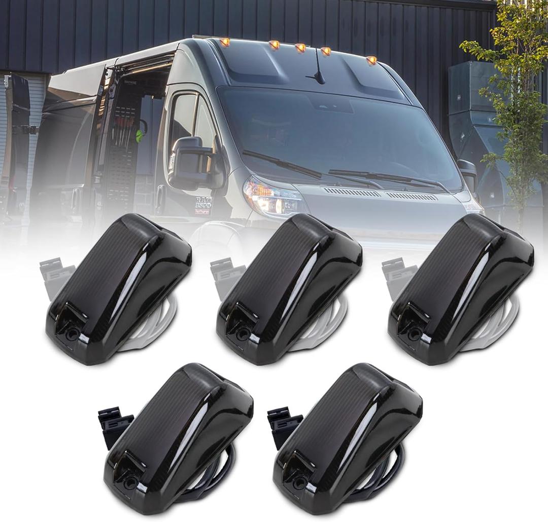 Smoked Cab Roof Top Marker Lights Fit for 2014-2023 Dodge Ram ProMaster 1500 2500 3500 Roof Running Lamps Replaces# 926-109 68232473AA 68232473AB 68232473AE 68232473AC (5 Pack)