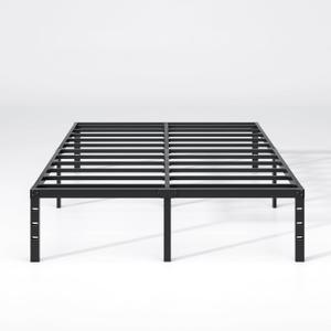 NEW JETO Metal Bed Frame,Queen Size Bed Frame with Storage Space,Heavy Duty Sturdy Mattress Foundation, Easy Assembly,No Box Spring Needed, Black,12 Inch,Queen