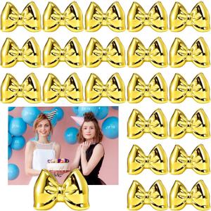 Leinuosen 24 Pcs Golden Bow Centerpieces Place Card Holder Bowknot Shaped Table Number Holder Coquette Name Place Photo Picture Stand for Office Menu Events Wedding Party