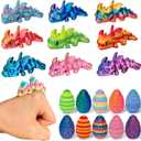 10 Pack 3D Printed Dragon with Eggs - 3D Printed Animals fidget Toys for Kids, Easter Basket Stuffers Gifts for Boys & Girls