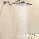 Veken 11.8" Rain Shower Head, Rectangular Rainfall Showerhead with 11" Stainless Steel Exension Arm, Height & Angle Decor Adjustable, High Pressure Shower Heads, Bathroom Accessories, Chrome