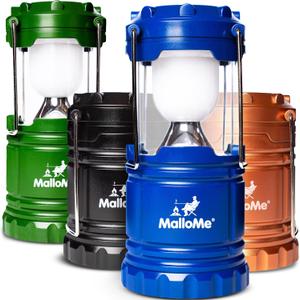 MalloMe Camping Lantern Multicolor 4 Pack Lanterns for Power Outages, Camping Lights for Tent Hanging, Camp Light Tent Lamp Emergency Battery Powered LED Lantern (Rechargeable Batteries Not Included)