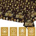 3 x 3Pcs Happy New Year Tablecloths,Black and Gold Table Covers Disposable Plastic Waterproof Tables Cover for 2026 New Year Table Supplies