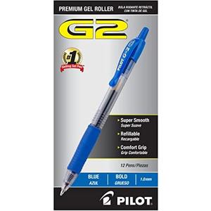 Pilot, G2 Premium Gel Roller Pens, Bold Point 1 mm, Pack of 9, Blue