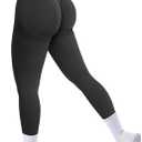 A AGROSTE Seamless Workout Leggings for Women Scrunch Butt Lifting Leggings Booty High Waisted Yoga Pants (Medium, Black)