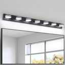 7-Light Bathroom Vanity Light Over Mirror, Matte Black LED Vanity Lighting Fixtures, Modern Bathroom Wall Light Fixtures with 360Rotating Lamp Head (Cool White 5500K)
