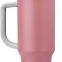 Stainless Steel Triple Layer Insulated Travel Tumbler with Spill Resistant Lid, Straw, and Carry Handle, BPA Free, 40 oz, Dusty Pink (Yoga Rose) (40 Ounces)