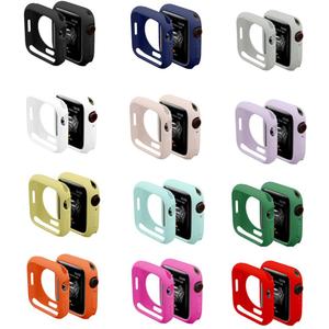 12 Packs Soft TPU Case Flexible Protective Bumper Anti-Scratch Silicone Cover Side Protector Compatible with Apple Watch 41mm Series 8 7, Assorted Colors, Color 3