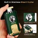 All-in-one Torch Lighter with V Cutter, Punch, Needle, Holder and Triple Jet Flames, Butane Windproof Lighter for Candles, Outdoor, Versatile Accessories with Gift Box for Men (Without Butane)