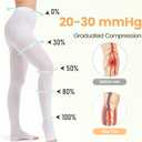 MGANG Medical Compression Pantyhose for Women & Men, 20-30mmHg Graduated Compression Support Tights, Open Toe, Opaque Waist High Compression Stockings for Edema, Varicose Veins, Flight, DVT, White XXL