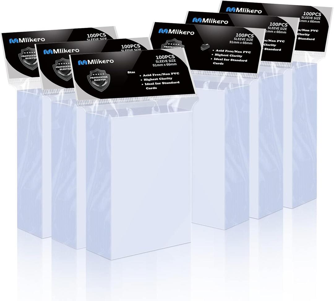 Mlikero 600 Count Card Sleeves, Clear Soft Trading Card Sleeves, Polypropylene (PP), Fit for MTG, TCG, Baseball, Football, Game Cards