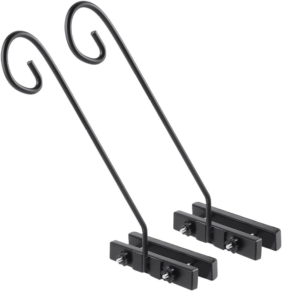 HOMIEE 2 Pack Heavy Duty Deck Hook, Metal Fence Deck Hook Rail Holds for Hanging Bird Feeders, Planters, Suet Baskets, Lanterns, Wind Chimes (A)