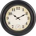 Large Outdoor Clocks Waterproof with Thermometer Combo Vintage Outdoor Wall Clock Decor for Patio Pool Garden(18 Inch)