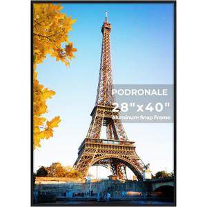 28x40 Poster Frames, 1Pc, Plexiglass,Black Aluminum Snap Frame