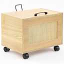 Yalikop Rattan File Cabinet Hanging File Organizer Box with Lid Rolling Wicker Filing Cabinet for Home Office for Letter/Legal Size
