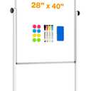 [15 Sq/ft] Large Double-Sided Rolling Whiteboard, 28"x40" Reversible Dry Erase Board with Stand, Magnetic White Board on Wheels, Standing Mobile Whiteboard, School Supplies, Classroom, Office, Home