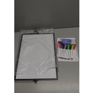 Dry Erase White Board, Cazeyoo Magnetic Desktop Whiteboard 16 x 12inch with Stand, 10 Markers, 4 Magnets and 1 Eraser, Portable Double-Sided White Board for Kids Drawing, Office, Home, School - Black